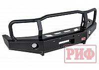 Бампер РИФ силовой передний Toyota Land Cruiser 76/78/79 2007-2024 c доп. фарами и защитной дугой, с площадкой под лебедку