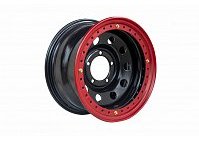 Диск усиленный УАЗ стальной черный 5x139,7 8xR16 d110 ET-19 с двойным бедлоком (красн.) на барабанные тормоза