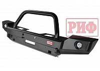 Бампер РИФ силовой передний Jeep Wrangler JK 2007-2018 с доп. фарами и центральной защитной дугой