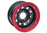 Диск усиленный УАЗ стальной черный 5x139,7 8xR16 d110 ET-19 с псевдо бедлоком (красный)